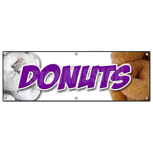 DONUTS 1 BANNER SIGN donut fried dough signs hot fresh made glazed sugar